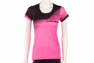 Crussis Dámské sportovní tričko CRUSSIS, krátký rukáv, růžová/černá